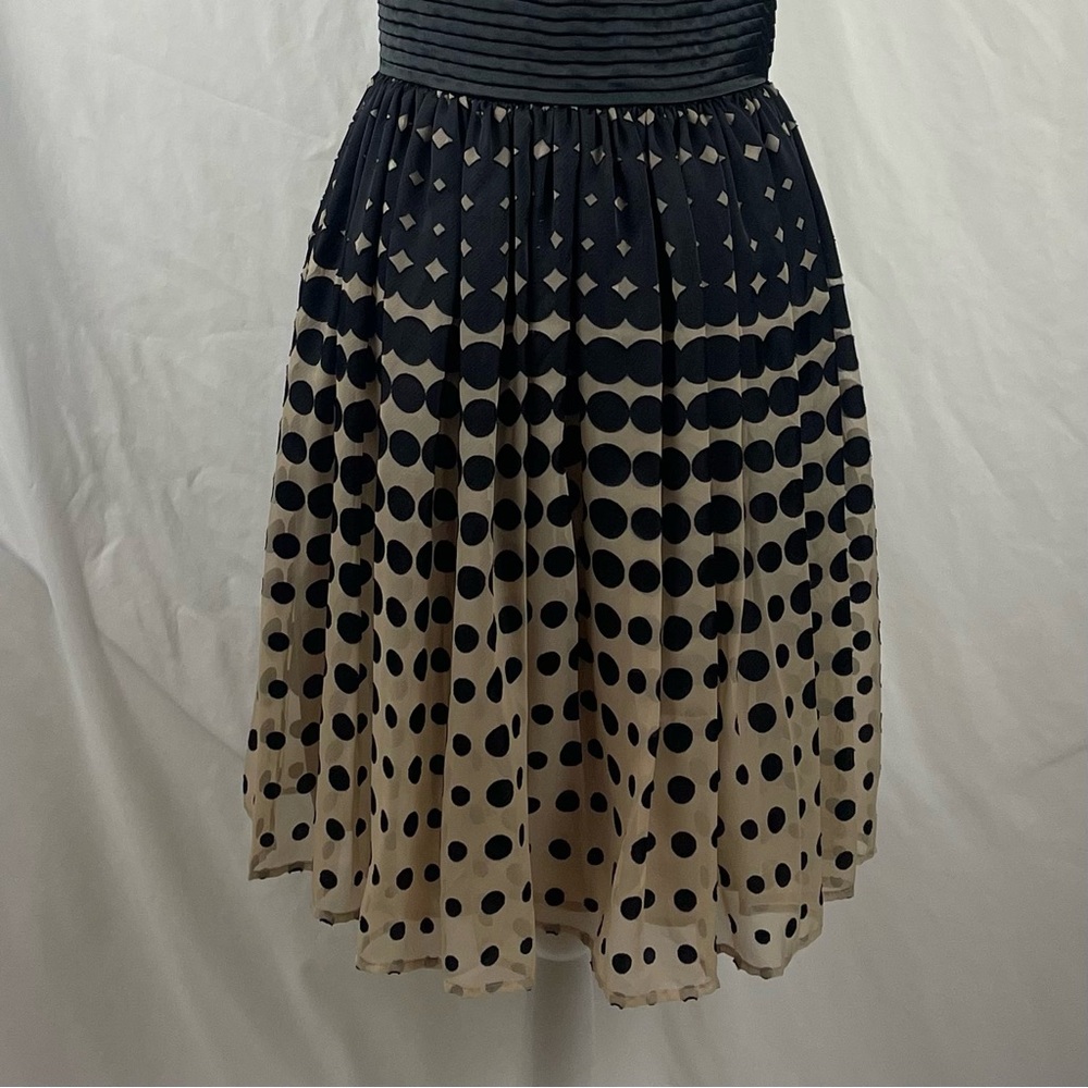 Anthropologie Burlapp Black Tan Sleeveless Polka Dot Dress NWOT Size 6 - Picture 7 of 13